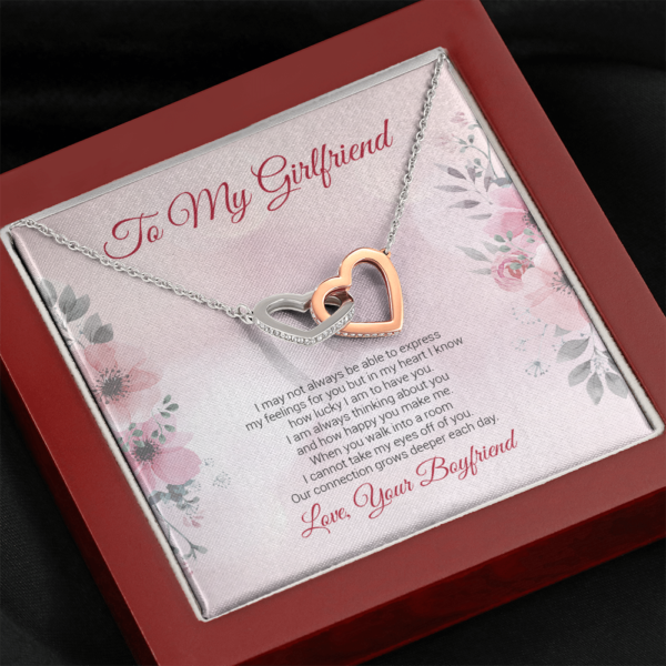 To My Girlfriend Message Card Jewelry Interlocking Hearts Necklace - Image 6