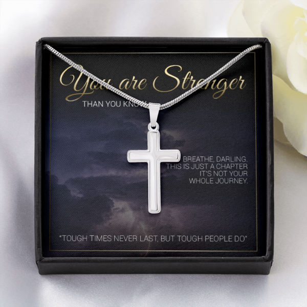 You Are Stronger Than You Know White Gold Finish Cross