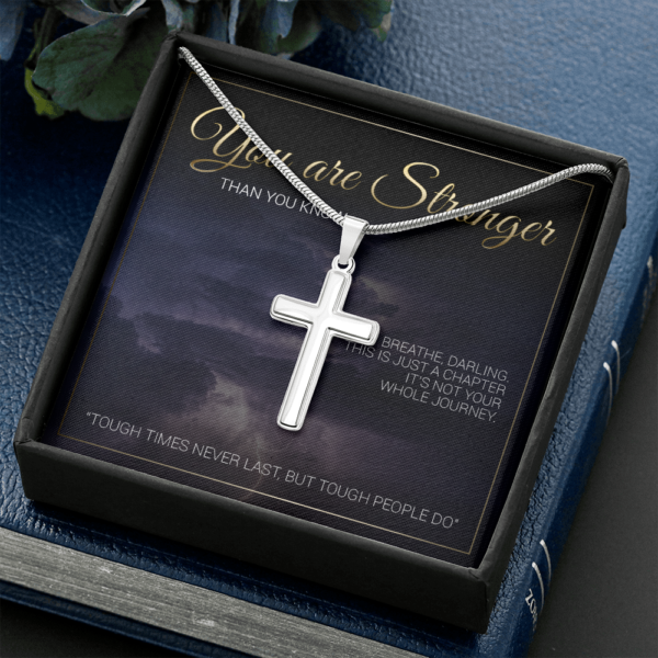 You Are Stronger Than You Know White Gold Finish Cross - Image 8