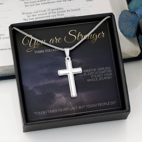 You Are Stronger Than You Know White Gold Finish Cross - Image 4