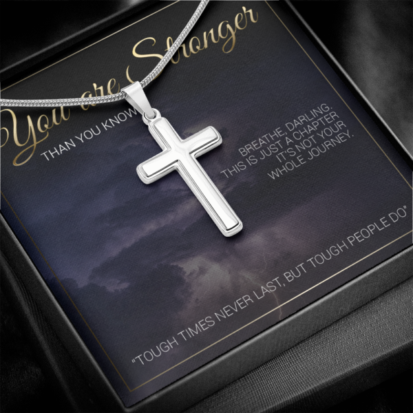 You Are Stronger Than You Know White Gold Finish Cross - Image 2