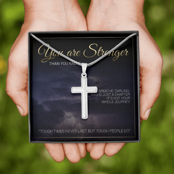 You Are Stronger Than You Know White Gold Finish Cross - Image 6